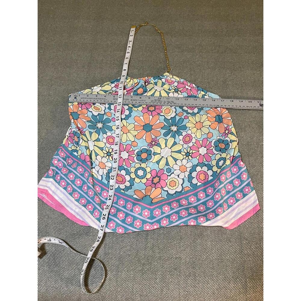 No Boundaries Gold Chain Floral Halter Top - Size L - Slay!